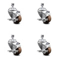 3.5 inch High Temp Glass Filled Nylon Threaded Stem Caster Set with Brake X4243