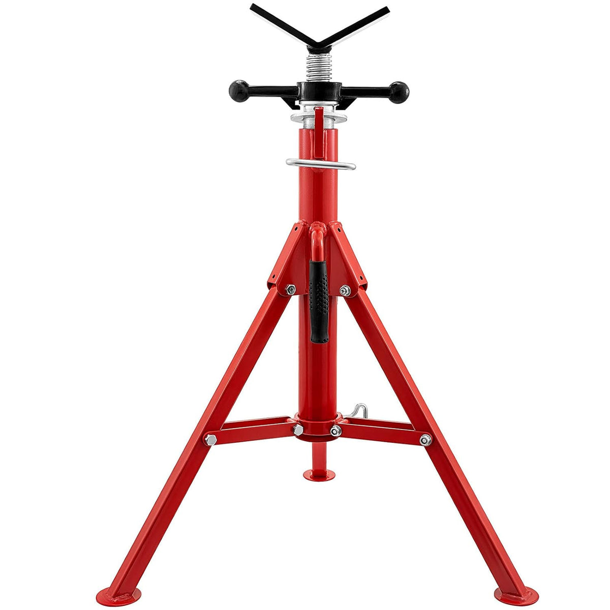 V Head Pipe Stand, Adjustable Height 28"-52", 2500 lb. Load Capacity, Carbon Steel Q62855