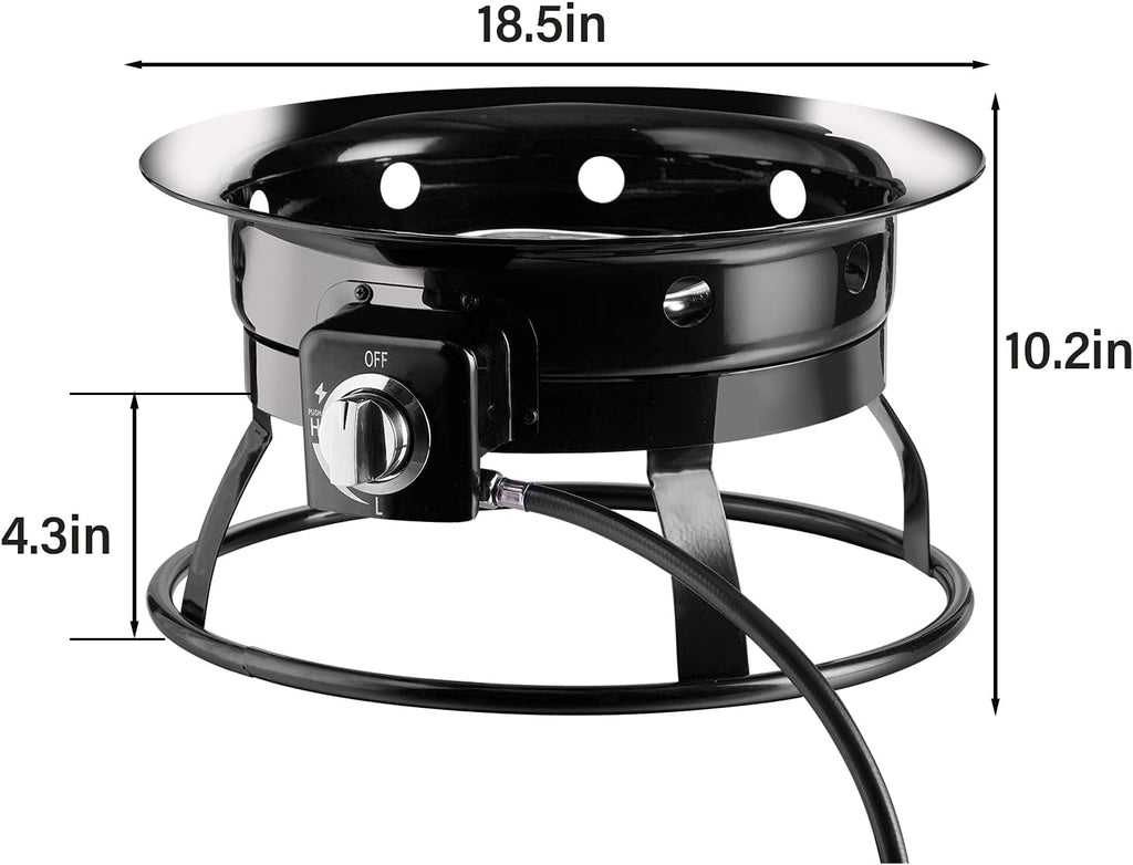 18.5 Propane Gas Fire Pit, Portable Fire Bowl 58,000 BTU, Manual Ignition B926