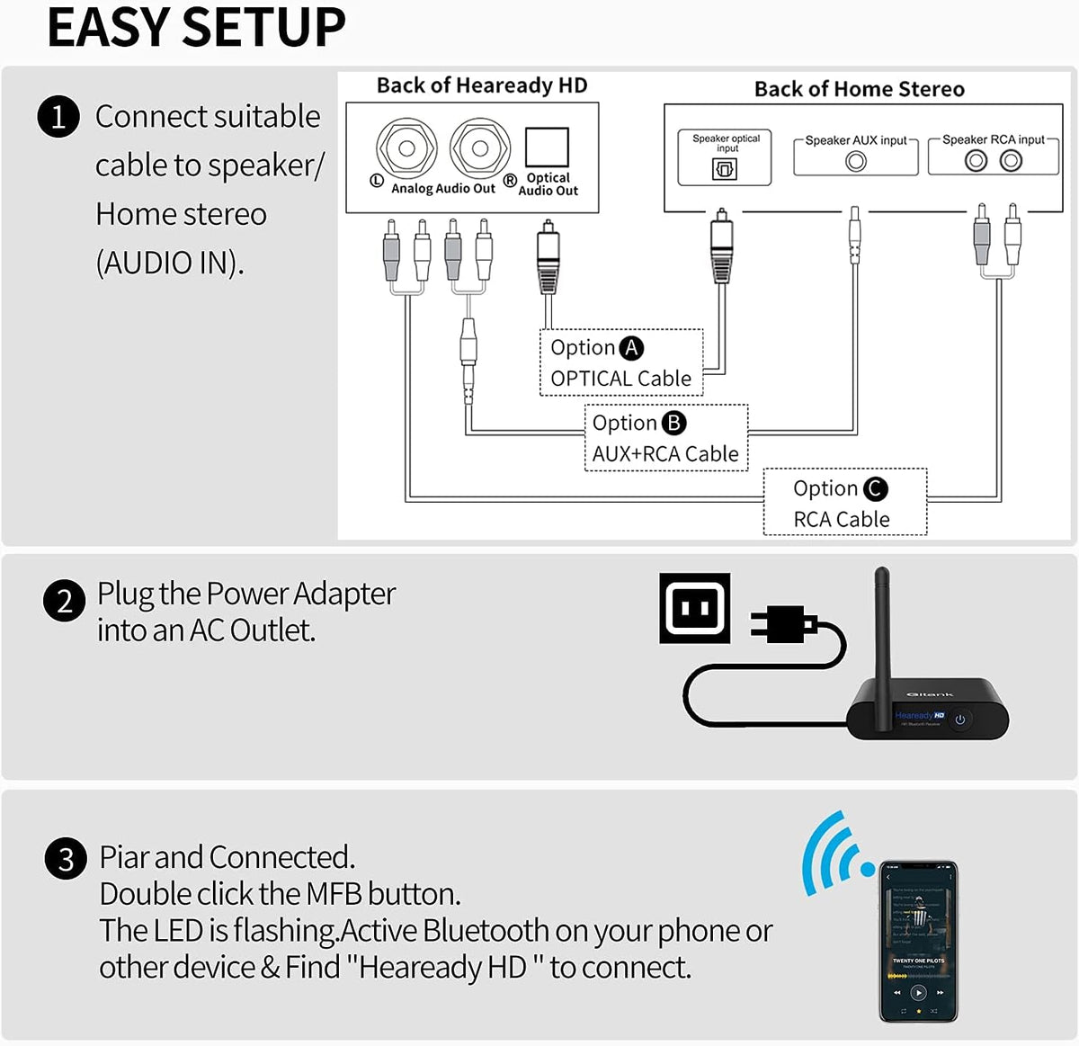 Bluetooth 5.0 Wireless Audio Adapter with aptX HD W217